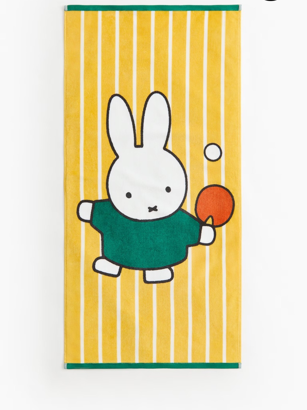 NWT H&M x Miffy Yellow Striped Miffy Bunny Kids Beach Towel Terry Green Accents
